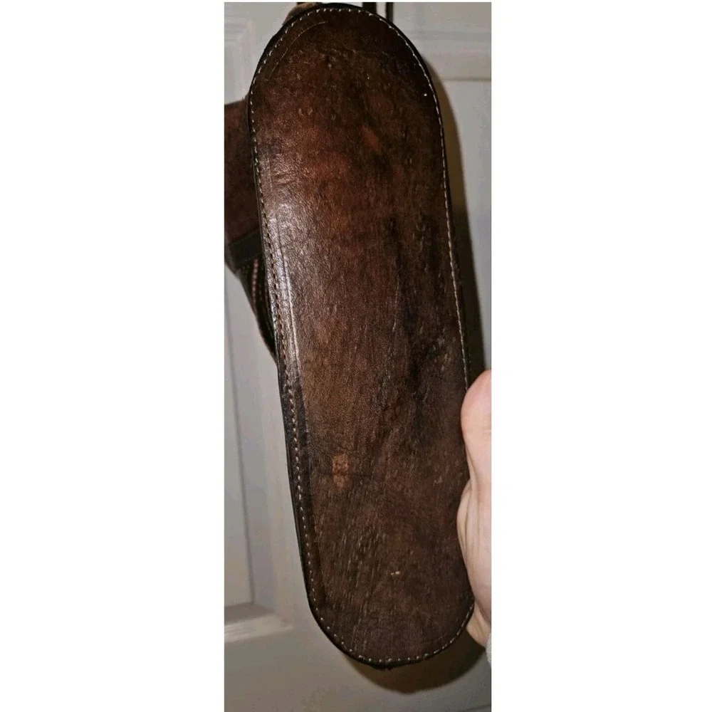 Brown Suede Leather Shoulder Bag Boho‎ Handcrafted In Bolivia Tooled Stitch